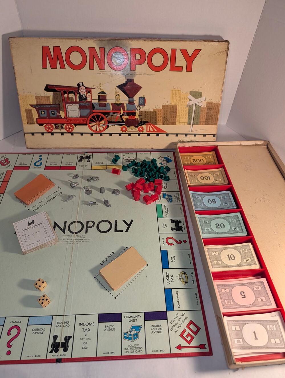 Vintage 1957 Monopoly Board Game Parker Brothers Complete